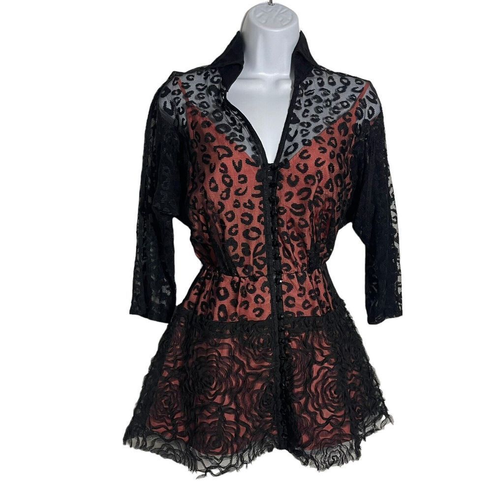 Byron Lars Beauty Mark vintage leopard illusion top size 6